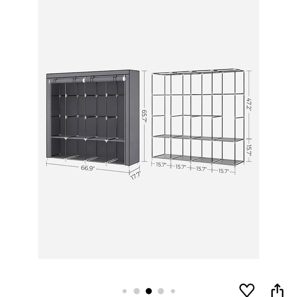 SONGMICS Portable Closet, Wardrobe Closet Organizer with Cover - Picture 8 of 9